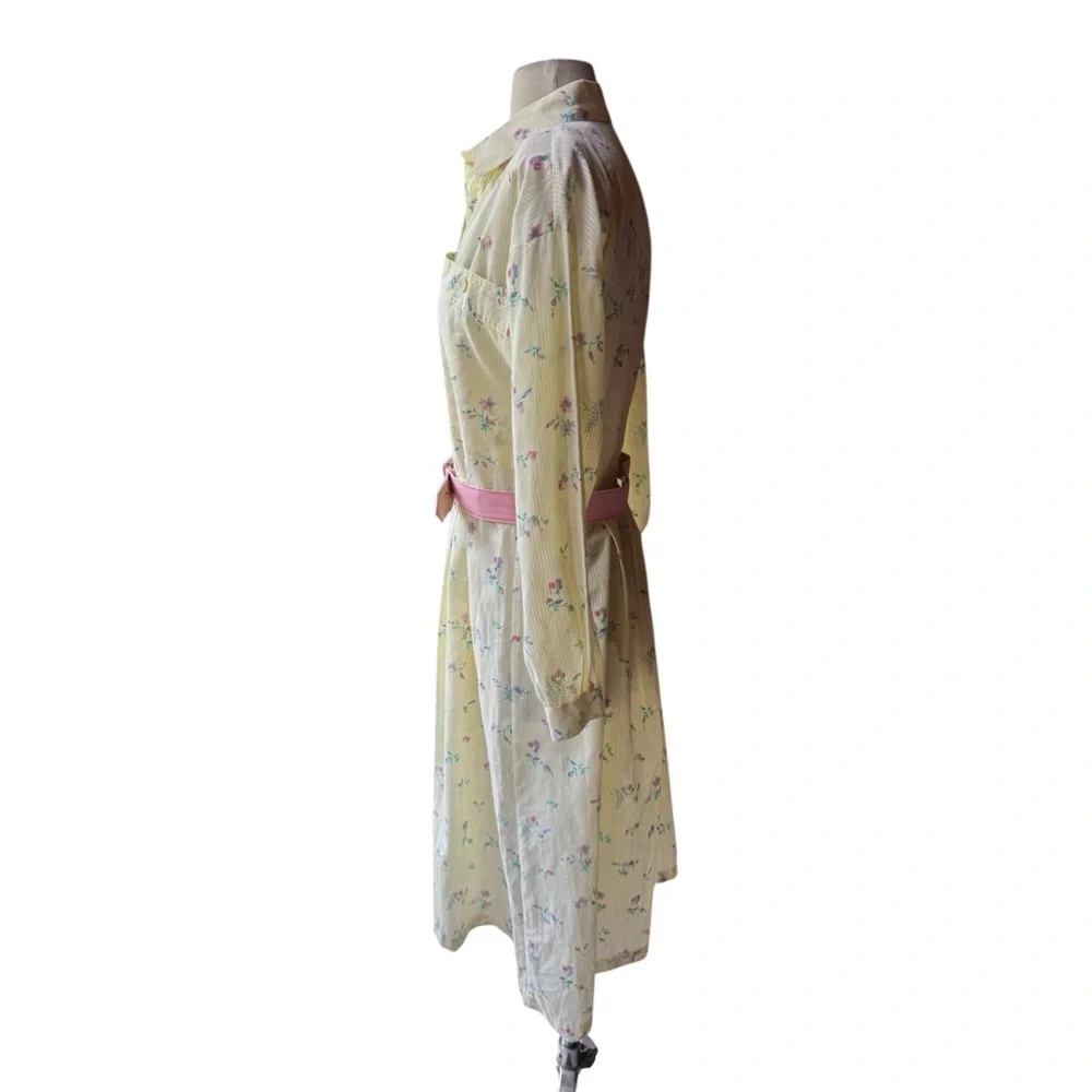 1980s Willow Ridge Floral, Cotton Blend, Front Button‎ Down Cottagecore Dress